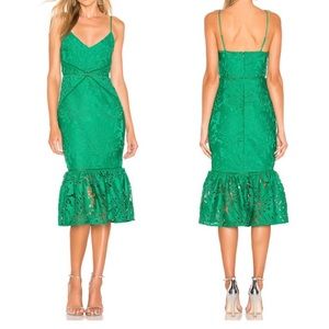 NWT! LOVERS+FRIENDS Flossie Kelly Green Lace Midi Dress